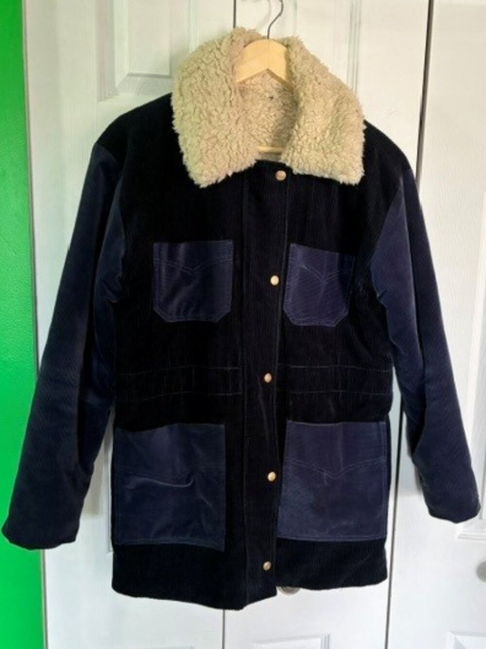 Corduroy Shearling Winter Coat Size S